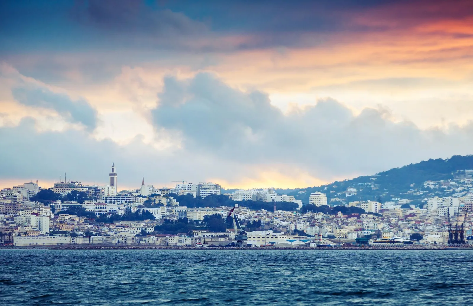 The white city of Tangier above the Strait of Gibraltar